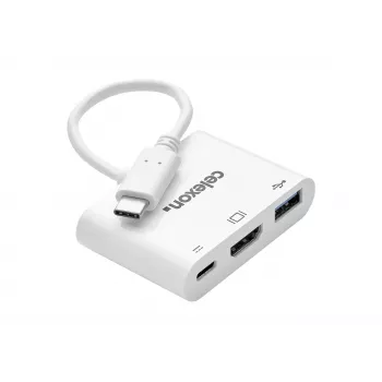 celexon večportni adapter USB-C na HDMI in USB-A, M/F, bel