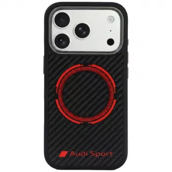 Audi RSQ Carbon Fiber Sport Red Circle ovitek MagSafe za iPhone 18 Pro / 17 Pro, črn