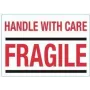 rillprint opozorilne etikete HANDLE WITH CARE / FRAGILE, trajno lepljive, belo-rdeče