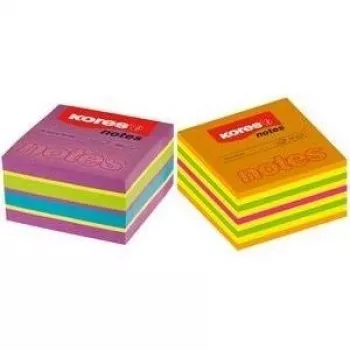 Kores samolepilni listki kocka, 75 x 75 mm, neonske barve, 5 barv, 450 listov