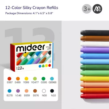 Mideer Silky Crayons nadomestni vložki, mehki in pralni, 12 kosov