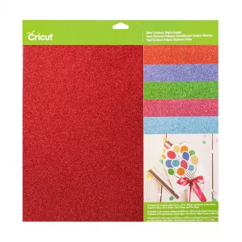 Cricut Glitter Cardstock vzorčni komplet 30 x 30 cm, 10 listov, Brights (P)