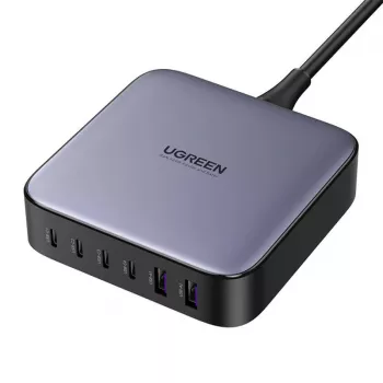 Ugreen 200W GaN polnilnik, 4x USB-C, 2x USB-A, črn
