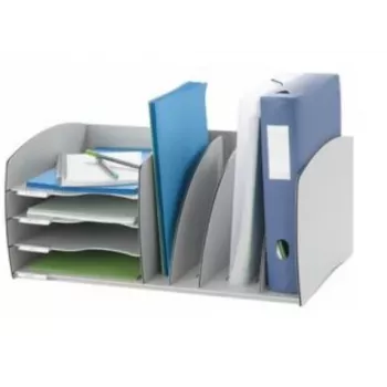 Paperflow sistem za shranjevanje S, 4 predali, siva, polistiren, 2 nastavljivi pregradi