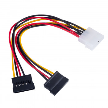 Akyga AK-CA-16 razdelilni kabel Molex (M) na 2x SATA napajanje (F), 15 cm