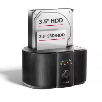 Axagon ADSA-SC priklopna postaja za 2,5/3,5-palčne SATA diske, USB-C 5 Gbit/s, s funkcijo kloniranja