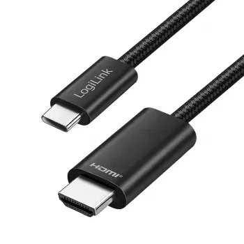 LogiLink UA0471 kabel USB 3.2 Gen1 Type-C na HDMI, 4K/30 Hz, opleten, črn, 3 m