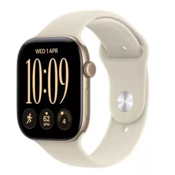 Apple Watch Series 12 pametna ura, GPS, 42 mm, ohišje iz aluminija v svetlo zlati barvi, športni pašček v peščeni barvi, S/M
