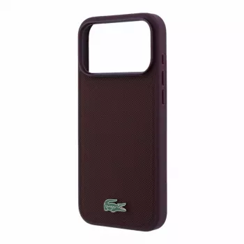 Lacoste PVC Iconic Petit Pique MagSafe ovitek za iPhone 18 Pro Max / 17 Pro Max, kovinski logotip, bordo