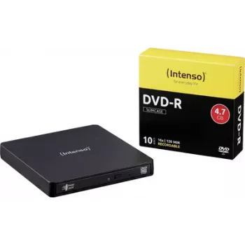 Intenso komplet zunanji DVD zapisovalnik, Micro-USB B (USB 3.2 Gen 1), maloprodajni, črn