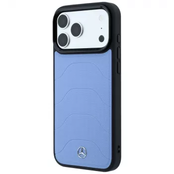 Mercedes Mer008915 usnjen ovitek z mrežnim videzom in Bow Line, MagSafe, za iPhone 18 Pro / 17 Pro, moder