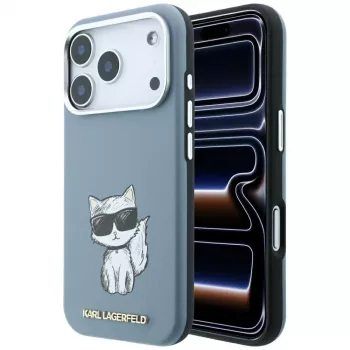 Karl Lagerfeld Smooth Choupette Sketch MagSafe ovitek za iPhone 18 Pro Max / 17 Pro Max, svetlo moder