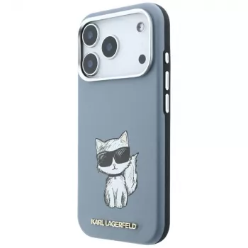 Karl Lagerfeld Smooth Choupette Sketch MagSafe ovitek za iPhone 18 Pro Max / 17 Pro Max, svetlo moder