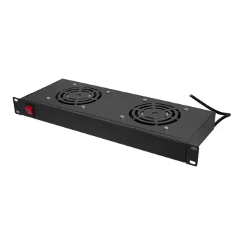 LogiLink FAU102B 19″ enota z ventilatorji, 2 ventilatorja, s stikalom, 1U, črna