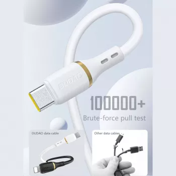Dudao 1 m 60 W podatkovni kabel iz tekočega silikona USB-C na USB-C, bel