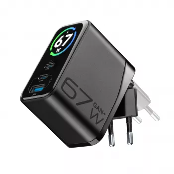 Cellularline TFT Multiport Charger 67 W hitri polnilnik, GaN, 2 x USB-C, 1 x USB-A
