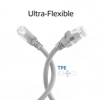 ACT FC1000 ultra-fleksibilni patch kabel, U/UTP CAT6A, TPE, snagless RJ45, 0,5 m, siv
