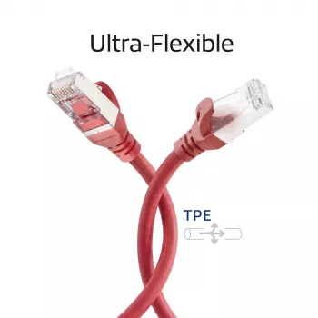 ACT FC2500 S/FTP CAT6A patch kabel, 0,5 m, rdeč