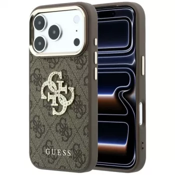 Guess 4G & Big Strass Logo ovitek za pametni telefon za iPhone 18 Pro / 17 Pro, rjav