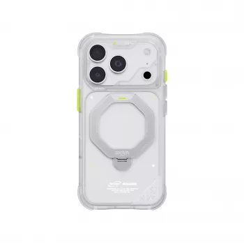Skinarma Saturn ovitek MagSafe z vrtljivim stojalom za iPhone 18 Pro / 17 Pro, Frost