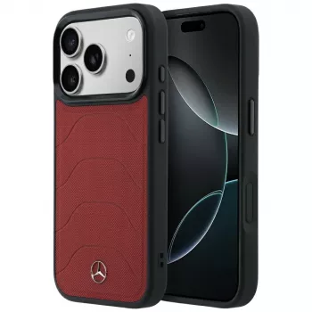Mercedes Mer008874 ovitek MagSafe iz usnja in mrežice z linijo Bow, bordo rdeč, za iPhone 18 Pro Max / 17 Pro Max