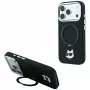 Karl Lagerfeld KF003216 ovitek MagSafe Ring Stand 360 Choupette Head Pin za iPhone 18 Pro Max / 17 Pro Max, črn