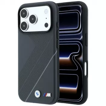 BMW M ovitek MagSafe Tire Track s srebrno linijo, antracit, za iPhone 18 Pro / 17 Pro