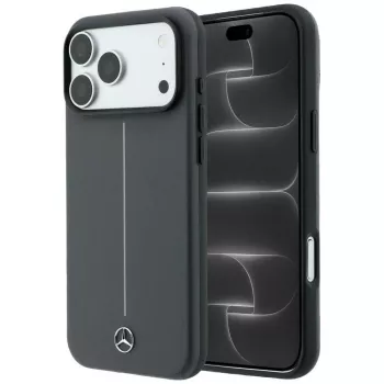 Mercedes ovitek MagSafe Leather Semi Wrap z linijo Iconic, antracit, za iPhone 18 Pro Max / 17 Pro Max