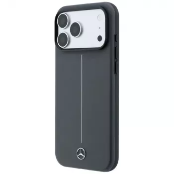 Mercedes ovitek MagSafe Leather Semi Wrap z linijo Iconic, antracit, za iPhone 18 Pro Max / 17 Pro Max