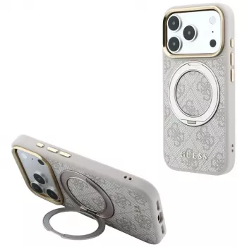 Guess Ring Stand 360 4G Classic Logo ovitek z MagSafe za iPhone 18 Pro / 17 Pro, roza