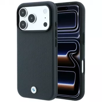 BMW Sign Kevlar Metal Logo MagSafe ovitek za iPhone 18 Pro Max / 17 Pro Max, antracit