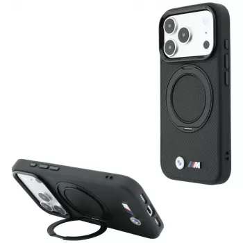 BMW Kevlar Ring Stand 360 MagSafe ovitek za iPhone 18 Pro / 17 Pro, črn