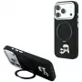 Karl Lagerfeld Ring Stand 360 Karl & Choupette Heads Pin ovitek MagSafe za iPhone 18 Pro Max / 17 Pro Max, črn