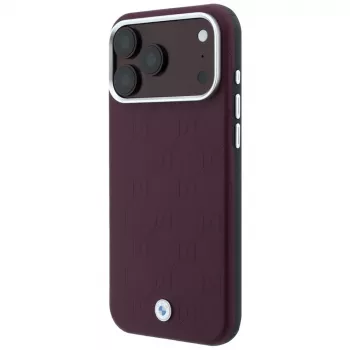 BMW BMW001223 ovitek za iPhone 18 Pro / 17 Pro, Sign Deboss Quilted Metal Logo, MagSafe, bordo rdeč