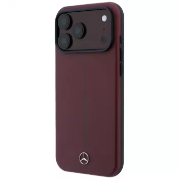 Mercedes Mer008834 Leather Semi Wrap Iconic Line MagSafe ovitek za iPhone 18 Pro / 17 Pro, bordo rdeč