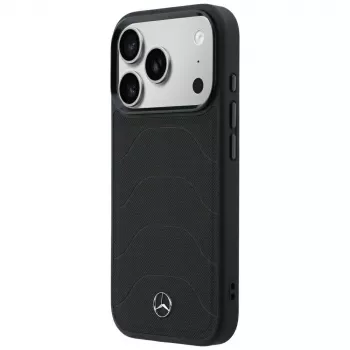 Mercedes Mer008871 ovitek MagSafe Leather Mesh with Bow Line, črn, za iPhone 18 Pro / 17 Pro
