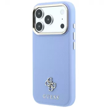Guess GUE005538 Saffiano Small 4G & Classic Logo MagSafe ovitek za iPhone 18 Pro / 17 Pro, svetlo moder