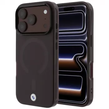 BMW BMW001312 Sign Frosted IML & Metal Logo MagSafe ovitek za iPhone 18 Pro / 17 Pro, bordo rdeč