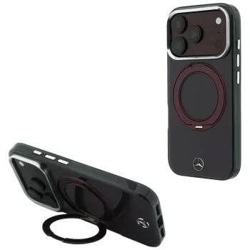 Mercedes Mer008917 Ring Stand Iconic Logo MagSafe ovitek za iPhone 18 Pro / 17 Pro, bordo rdeč