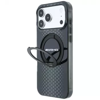 Mercedes AMG00126 ovitek MagSafe AMG IML Double Layer Urban Line s stojalom Ring Stand, črn, za iPhone 18 Pro / 17 Pro