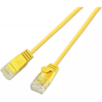 Wirewin SLIM-L-UU-K6A 0.15 YE Cat6A 10 Gigabit okrogel tanek patch kabel, U/UTP, Ø 3,6 mm, rumen
