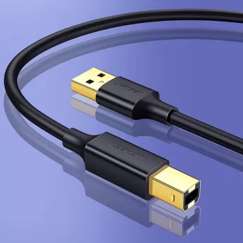 Ugreen US135 tiskalniški kabel USB 2,0 A-B, pozlačen, 1 m, črn