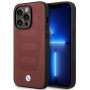 BMW BMHMP14X22RPSR Leather Seats Pattern MagSafe ovitek za Apple iPhone 14 Pro Max 6,7″, bordo rdeča