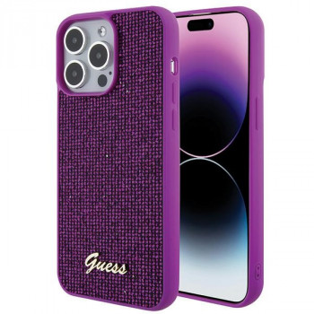 Guess GUHCP15XPMSDGSF Disco Metal Script trdi ovitek za Apple iPhone 15 Pro Max, vijoličen