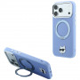 Karl Lagerfeld ovitek z obročem stojalom 360 Choupette Head Pin MagSafe za Apple iPhone 18 Pro Max / 17 Pro Max, svetlo moder (KF003220)