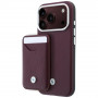 BMW Quilted Pattern Metal Logo komplet ovitka in denarnice za Apple iPhone 18 Pro / 17 Pro, bordo