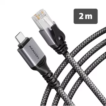 AXAGON ADE-CM20 USB-C Gigabit Ethernet adapter z vgrajenim 2 m kablom CAT6, RJ-45