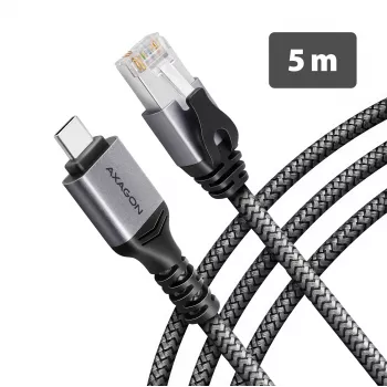 AXAGON ADE-CM50 USB-C Gigabit Ethernet adapter z vgrajenim 5 m kablom CAT6, RJ-45
