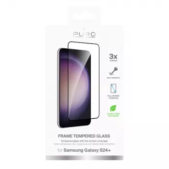 PURO Frame kaljeno steklo s črnim okvirjem za Samsung Galaxy S25+ / S24+