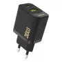 Dudao A27TEU PD 30W GaN stenski polnilnik, USB-A + USB-C, črn